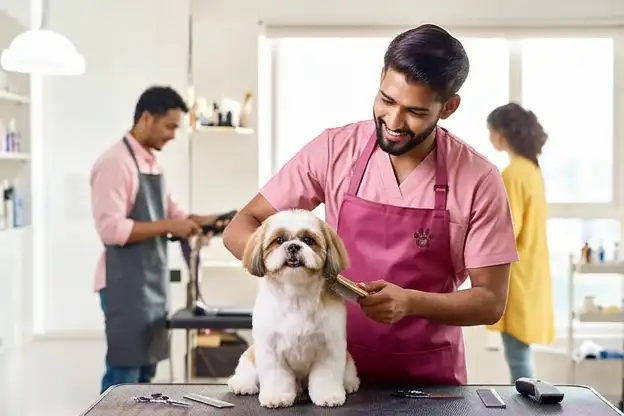 Doctor checking a labrador at Vetic Pet Clinic